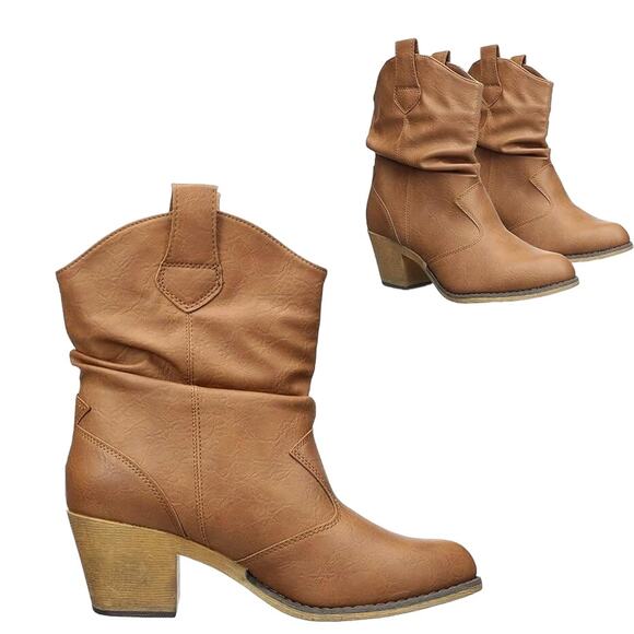 Charles Albert Women's Western Cowboy Boots Brown Mid-Calf Pull On SZ 10 - Picture 2 of 13